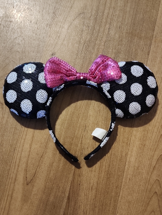Disney Accessories - Disney Minnie Mouse Polka Dot Sequin Ear Headband with Pink Bow